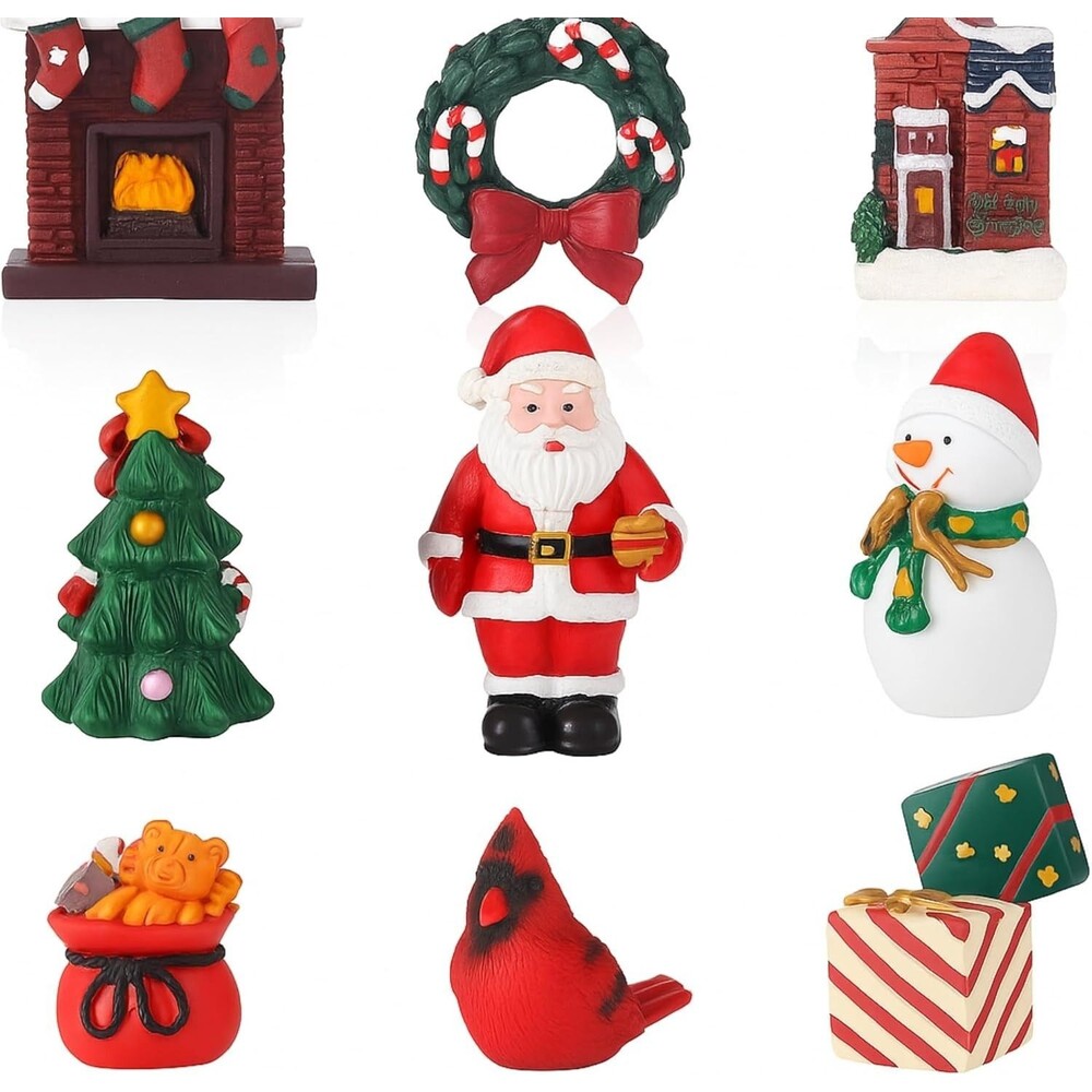 9 Pcs Christmas Aquarium Decorations - Fish Tank Heavy Figures Multicolor NEW